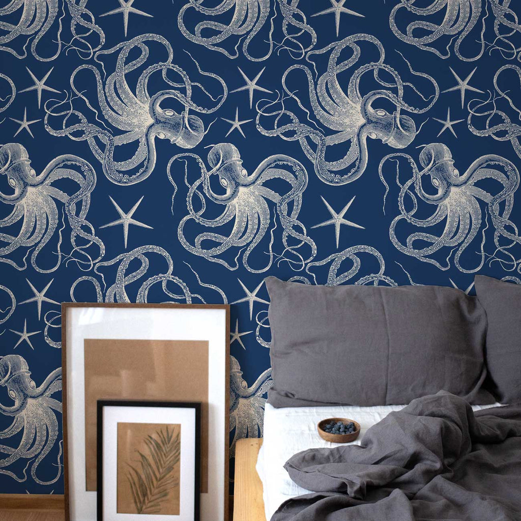 Blue Octopus Wallpaper | DeccoPrint