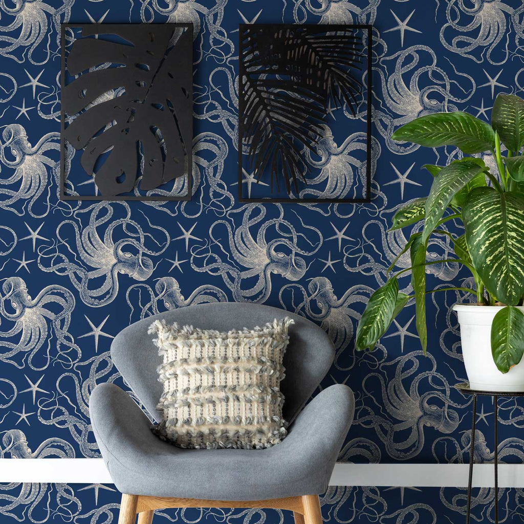 Blue Octopus Wallpaper | DeccoPrint