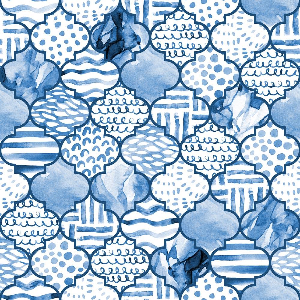 Blue Ogee Wallpaper - DeccoPrint