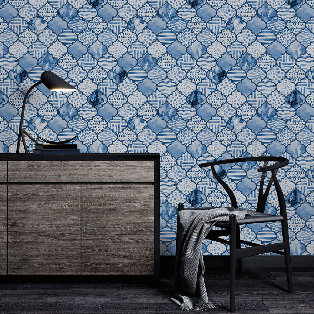 Blue Ogee Wallpaper | DeccoPrint