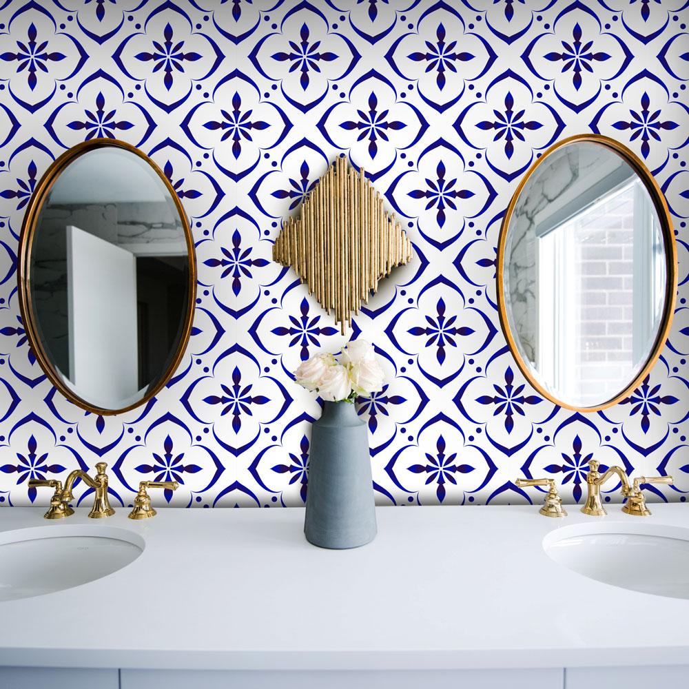 Blue Poppy Peel and Stick Wallpaper, Removable Wallpaper, Traditional Wallpaper | DeccoPrint