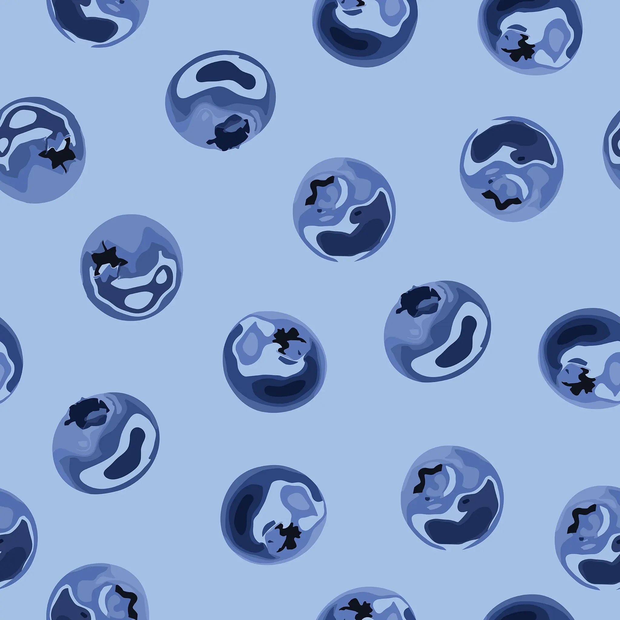 Pattern of blueberries on a blue background