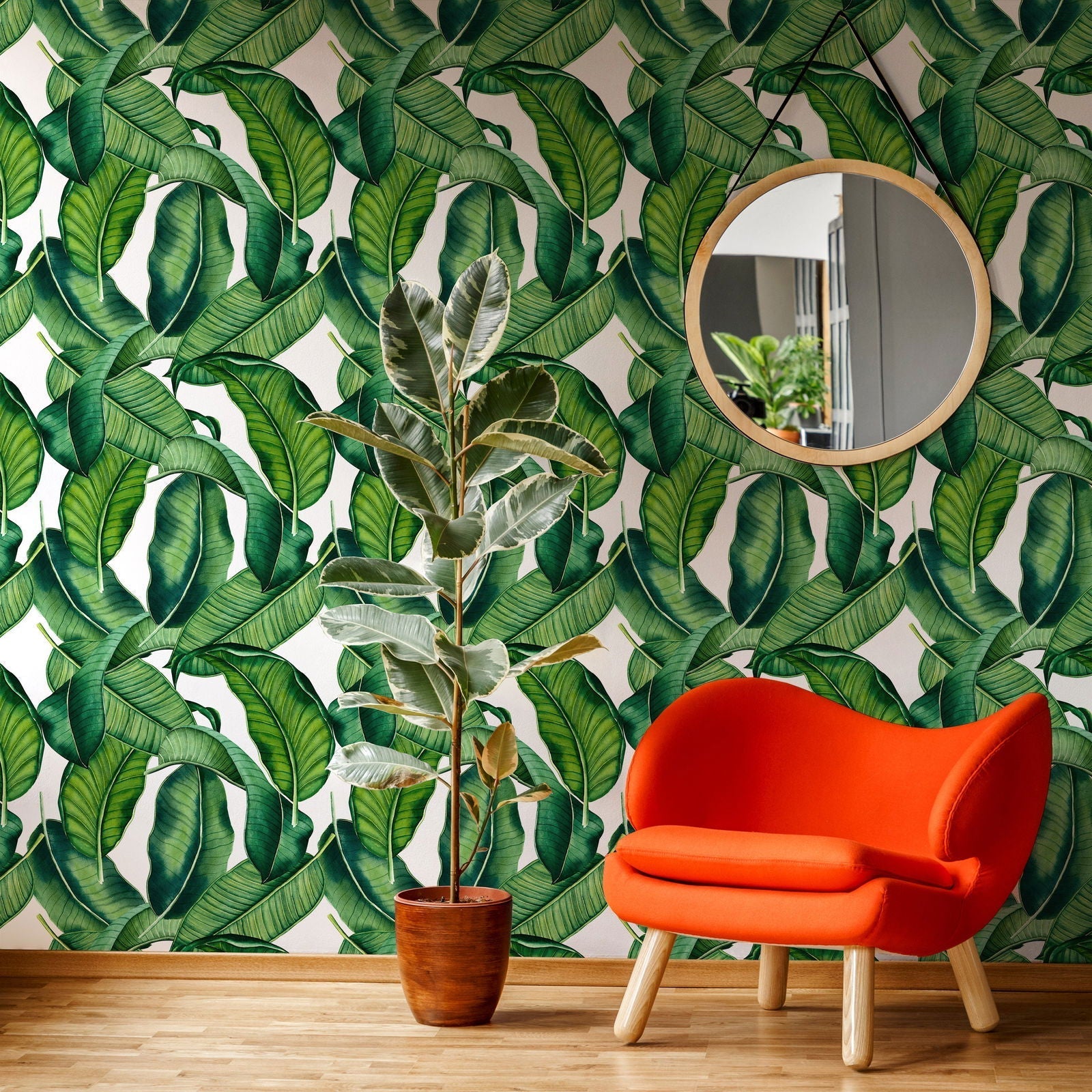 Botanical Leaves Peel and Stick Wallpaper, Removable Wallpaper, Traditional Wallpaper | DeccoPrint