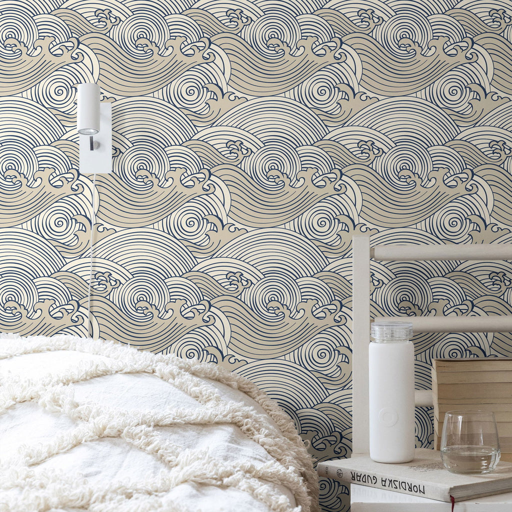 Bright Waves Wallpaper - Beige | DeccoPrint