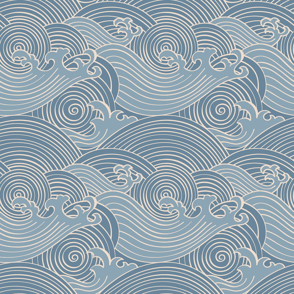 Bright Waves Wallpaper - Dark Blue | DeccoPrint