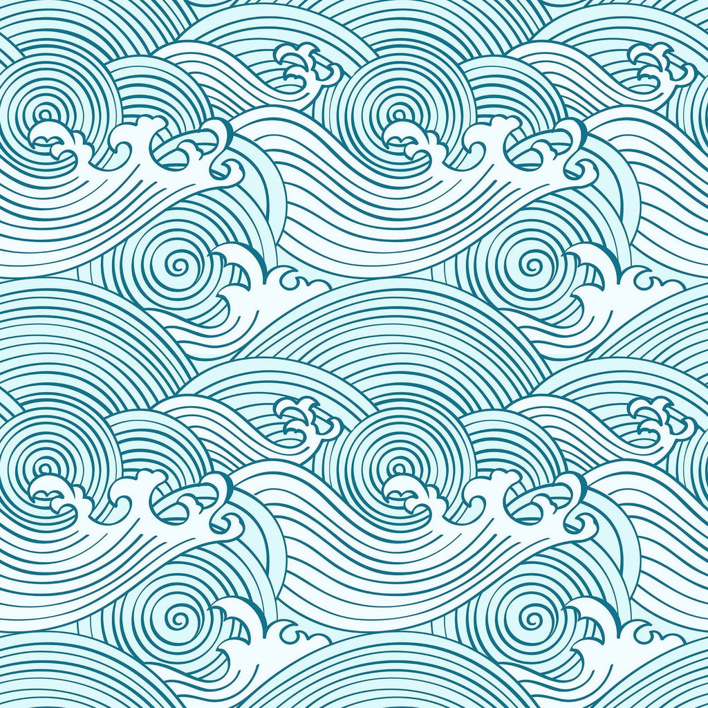 Bright Waves Peel and Stick Wallpaper, Removable Wallpaper, Traditional Wallpaper - Teal | DeccoPrint