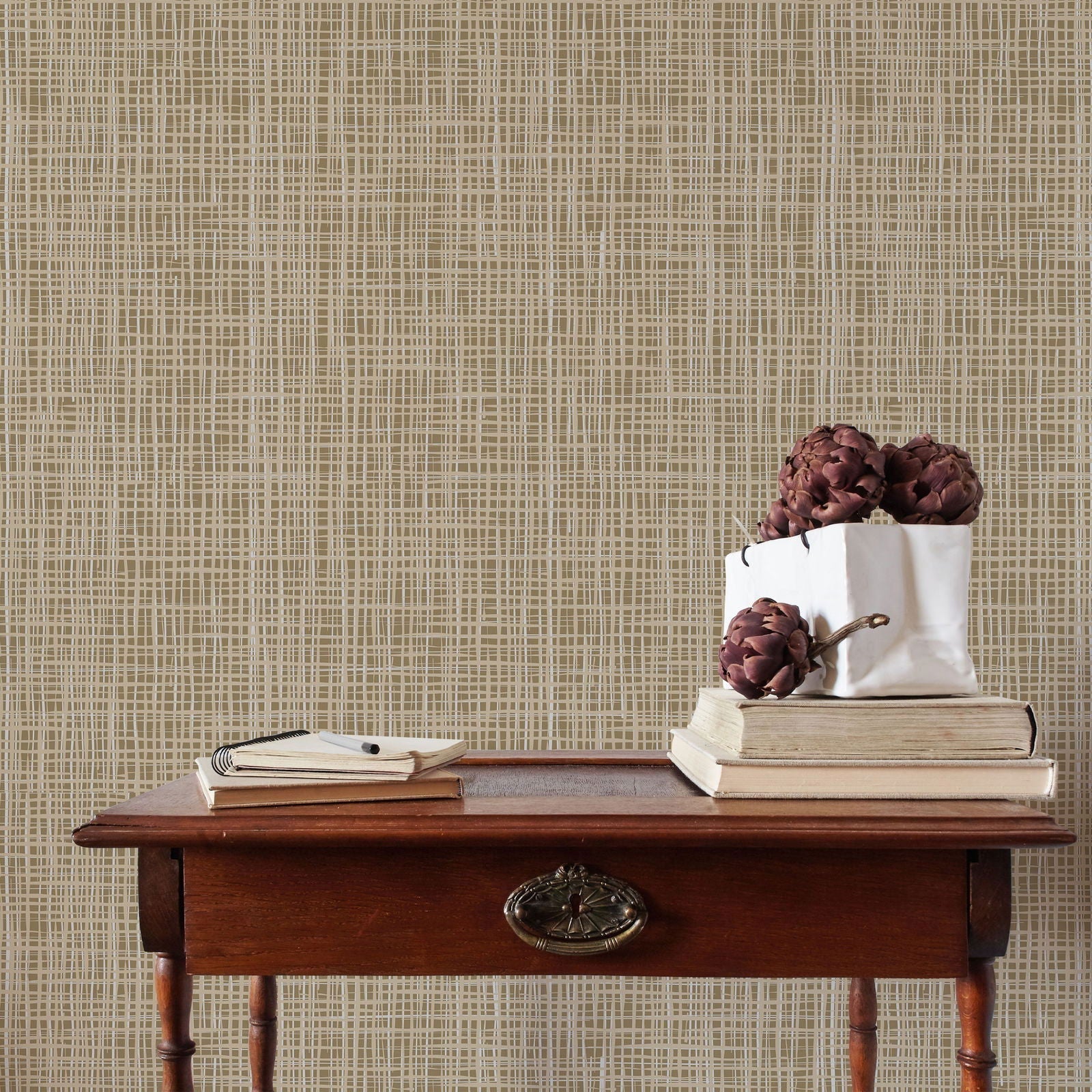 Brown Plaid Peel and Stick Wallpaper, Removable Wallpaper, Traditional Wallpaper | DeccoPrint