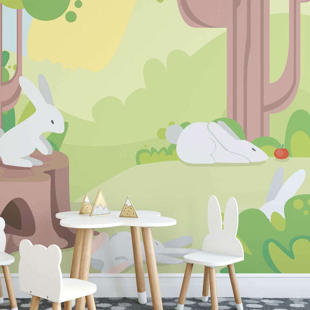 Bunnies on Vacation Wallpaper - DeccoPrint