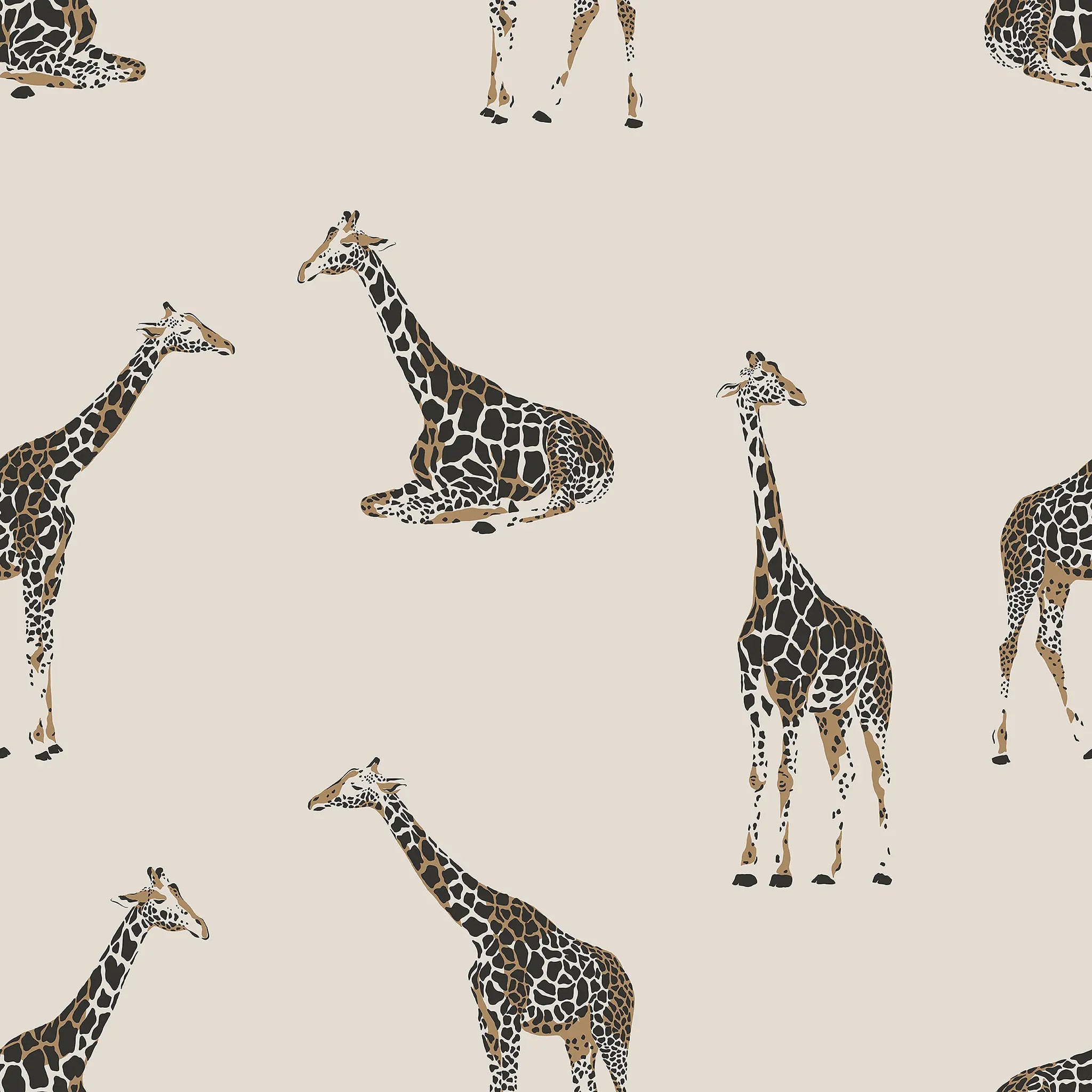 Pattern of giraffes on a beige background