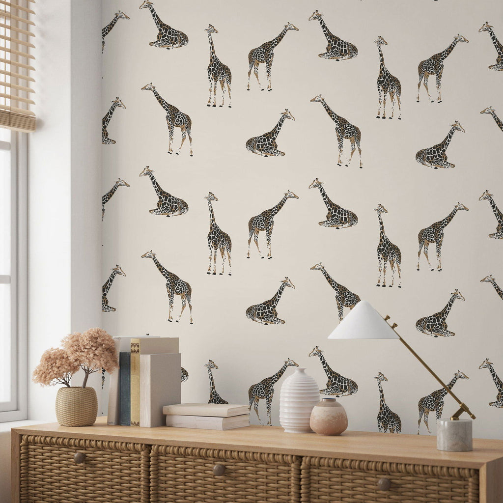 Calm Giraffe Wallpaper | DeccoPrint