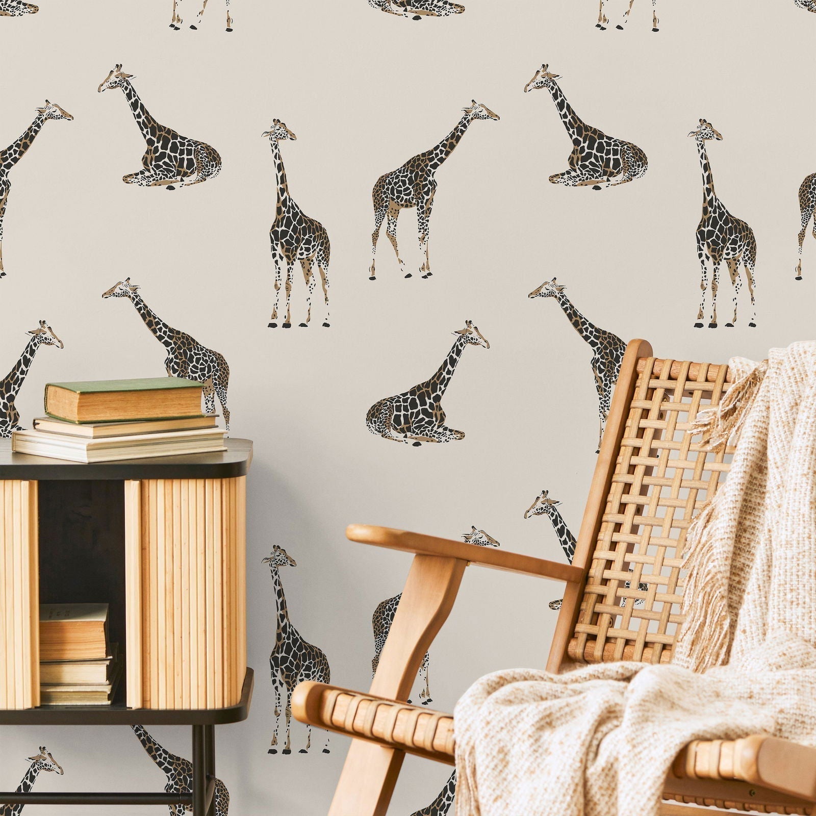 Calm Giraffe Peel and Stick Wallpaper, Removable Wallpaper, Traditional Wallpaper | DeccoPrint