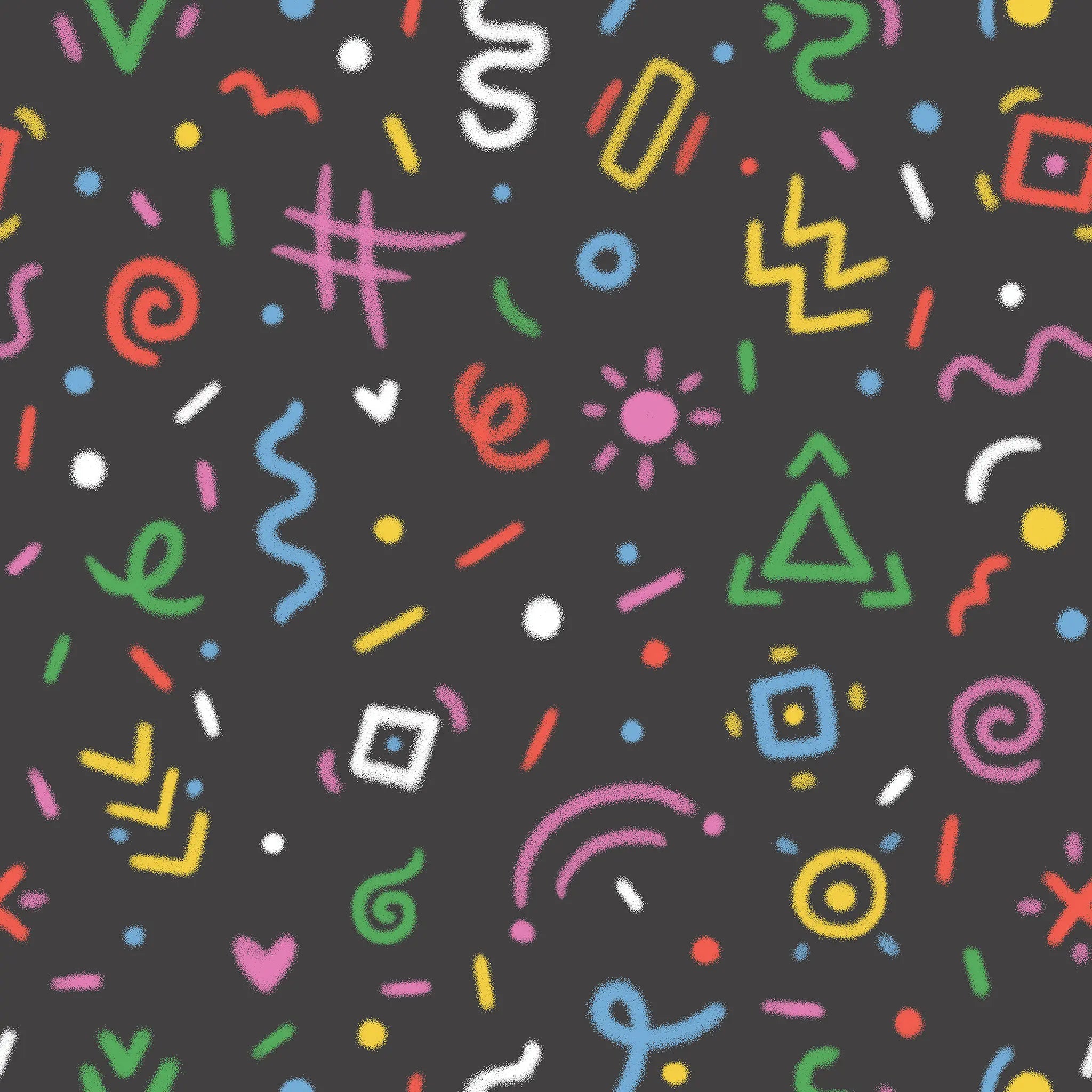 Colorful geometric shapes on a black background