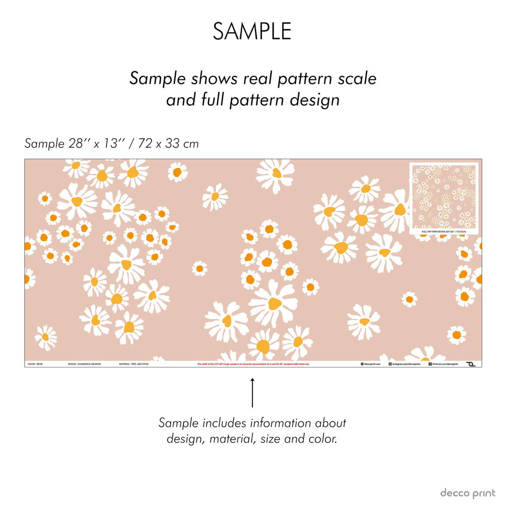 Chamomile Meadow Wallpaper - Beige | DeccoPrint