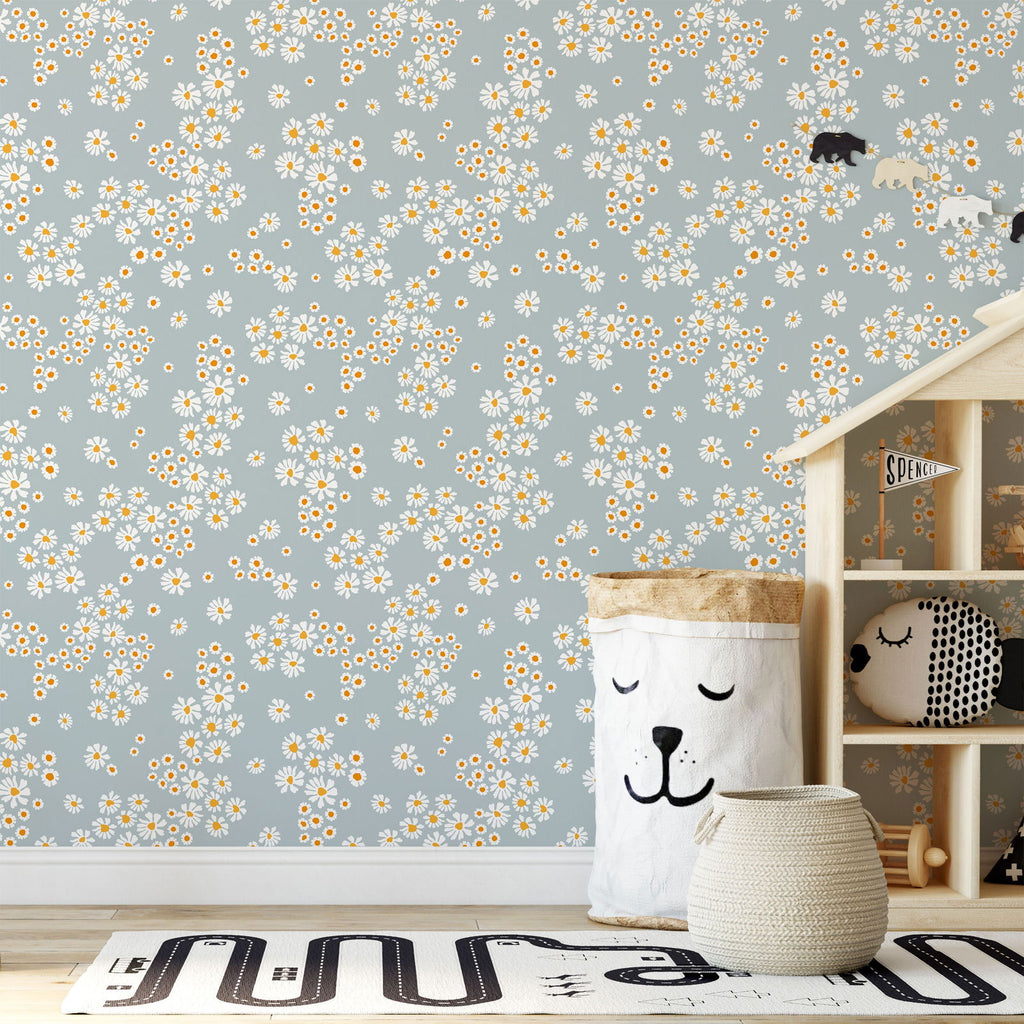 Chamomile Meadow Wallpaper - Blue | DeccoPrint