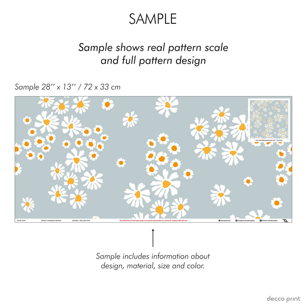 Chamomile Meadow Wallpaper - Blue | DeccoPrint