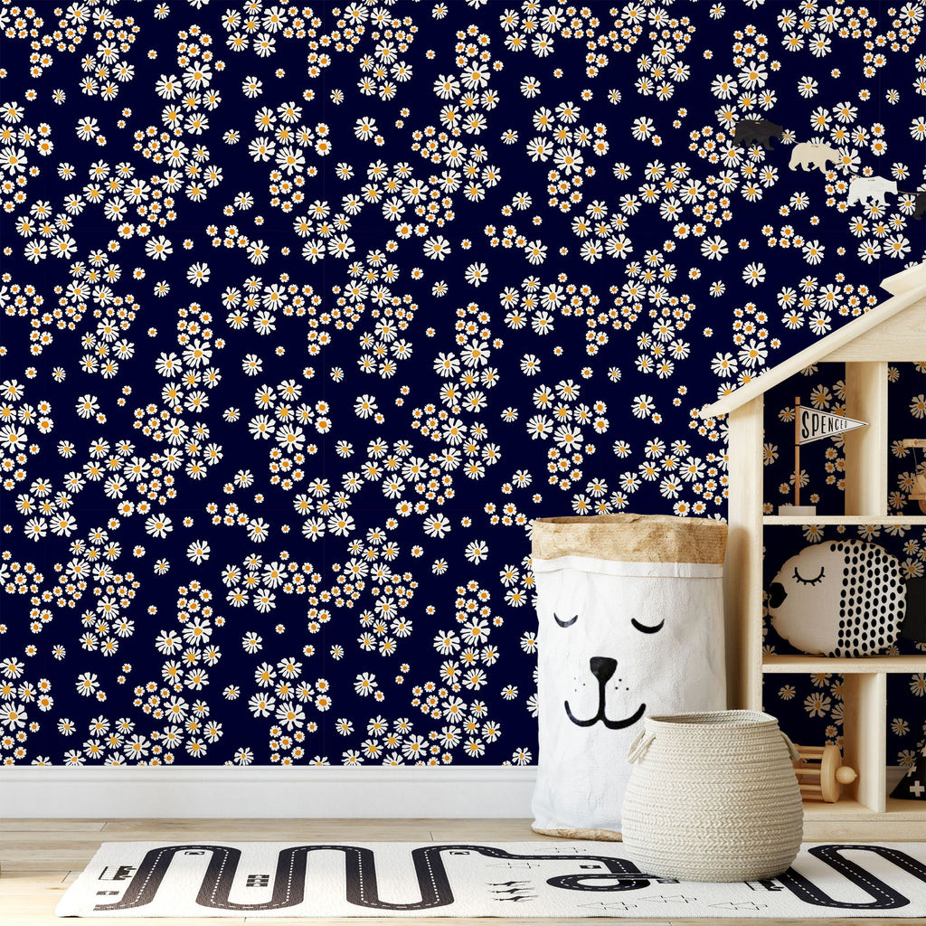 Chamomile Meadow Wallpaper - Navy | DeccoPrint