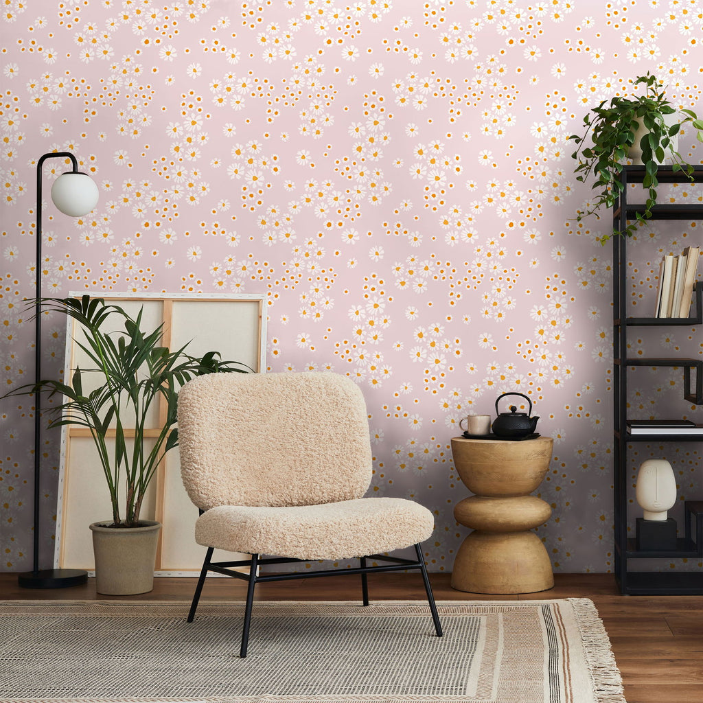 Chamomile Meadow Wallpaper - Pink | DeccoPrint