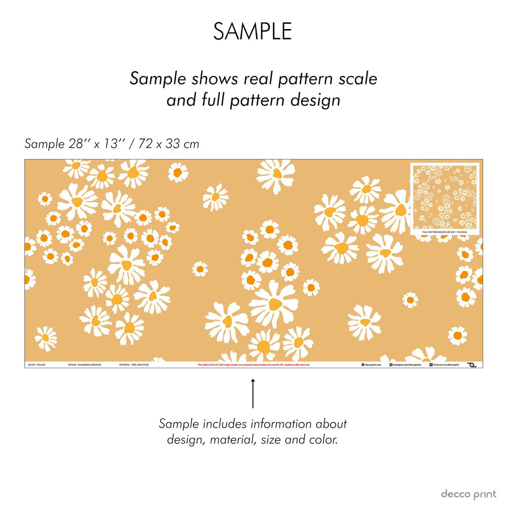 Chamomile Meadow Wallpaper - Yellow | DeccoPrint