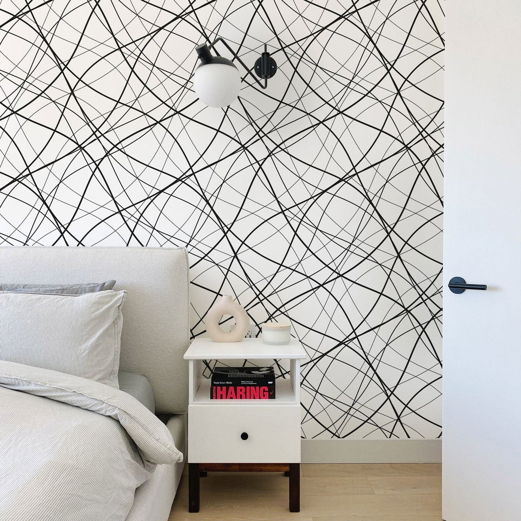 Chaotic Curves Peel and Stick Wallpaper, Removable Wallpaper, Traditional Wallpaper | DeccoPrint