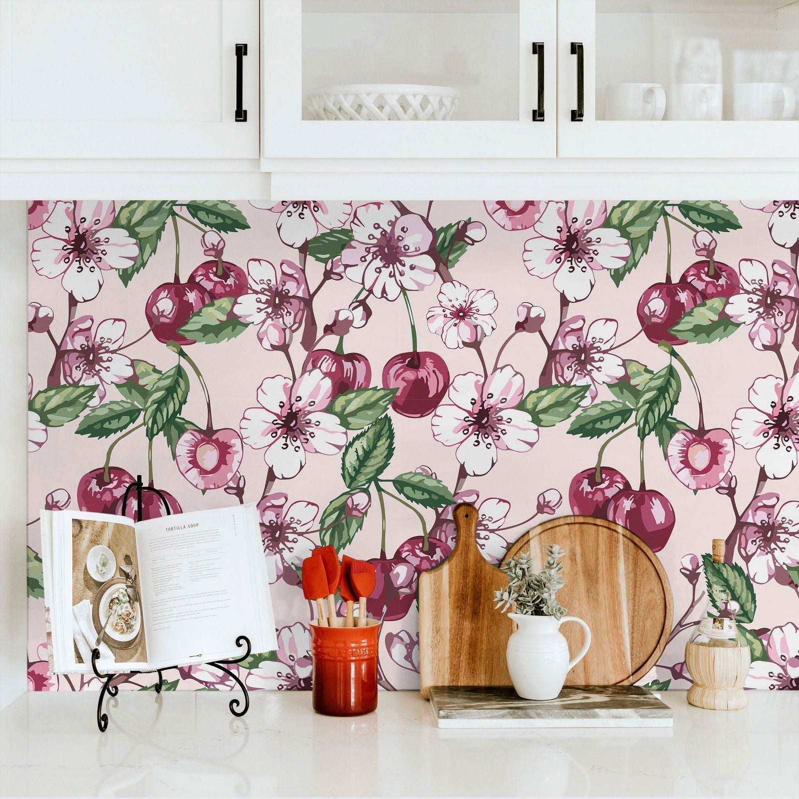 Cherry Love Peel and Stick Wallpaper, Removable Wallpaper, Traditional Wallpaper | DeccoPrint