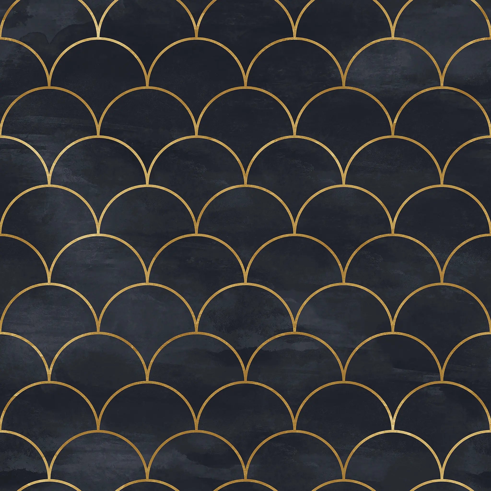 Gold fish scale pattern on a black background