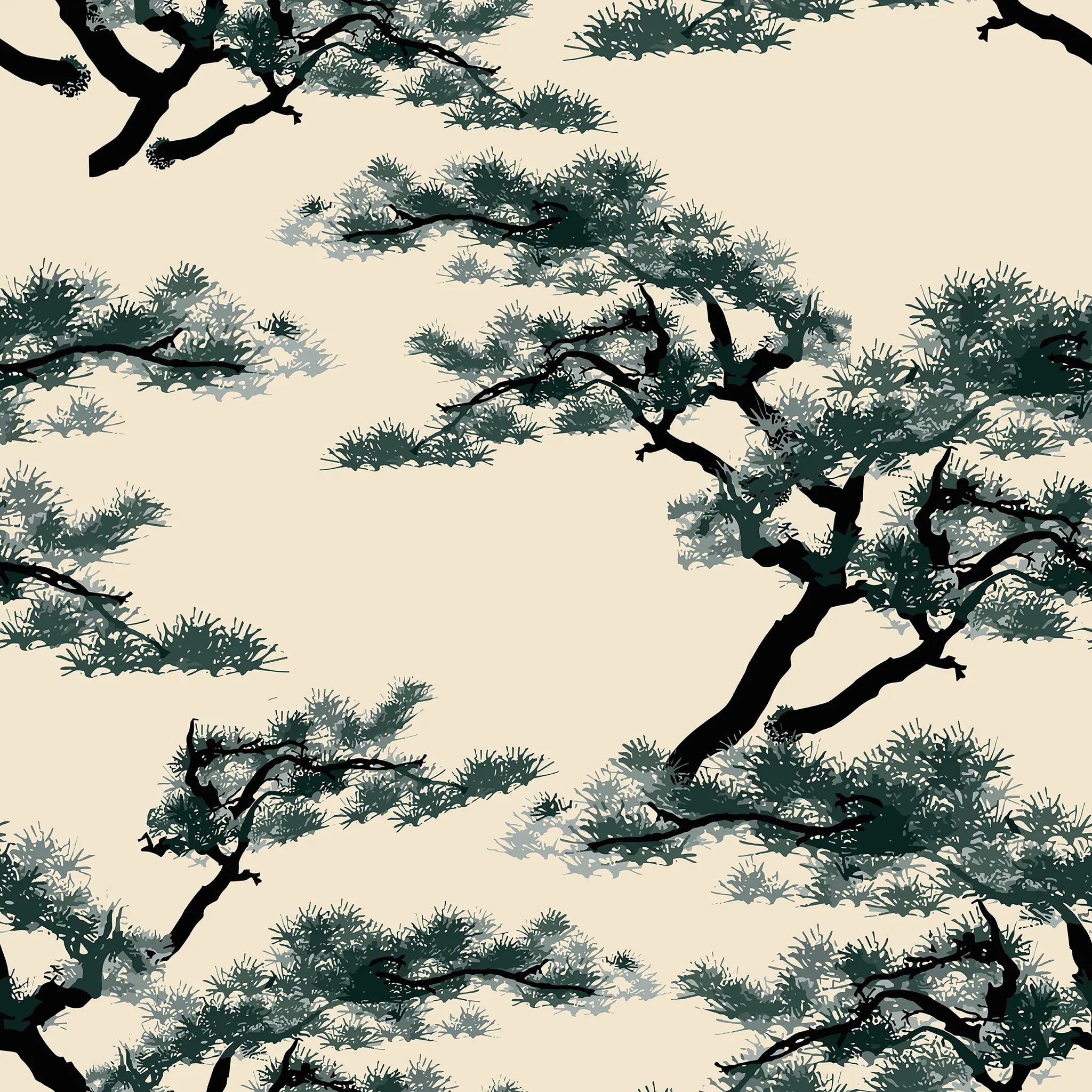 Silhouette of tree branches on a beige background