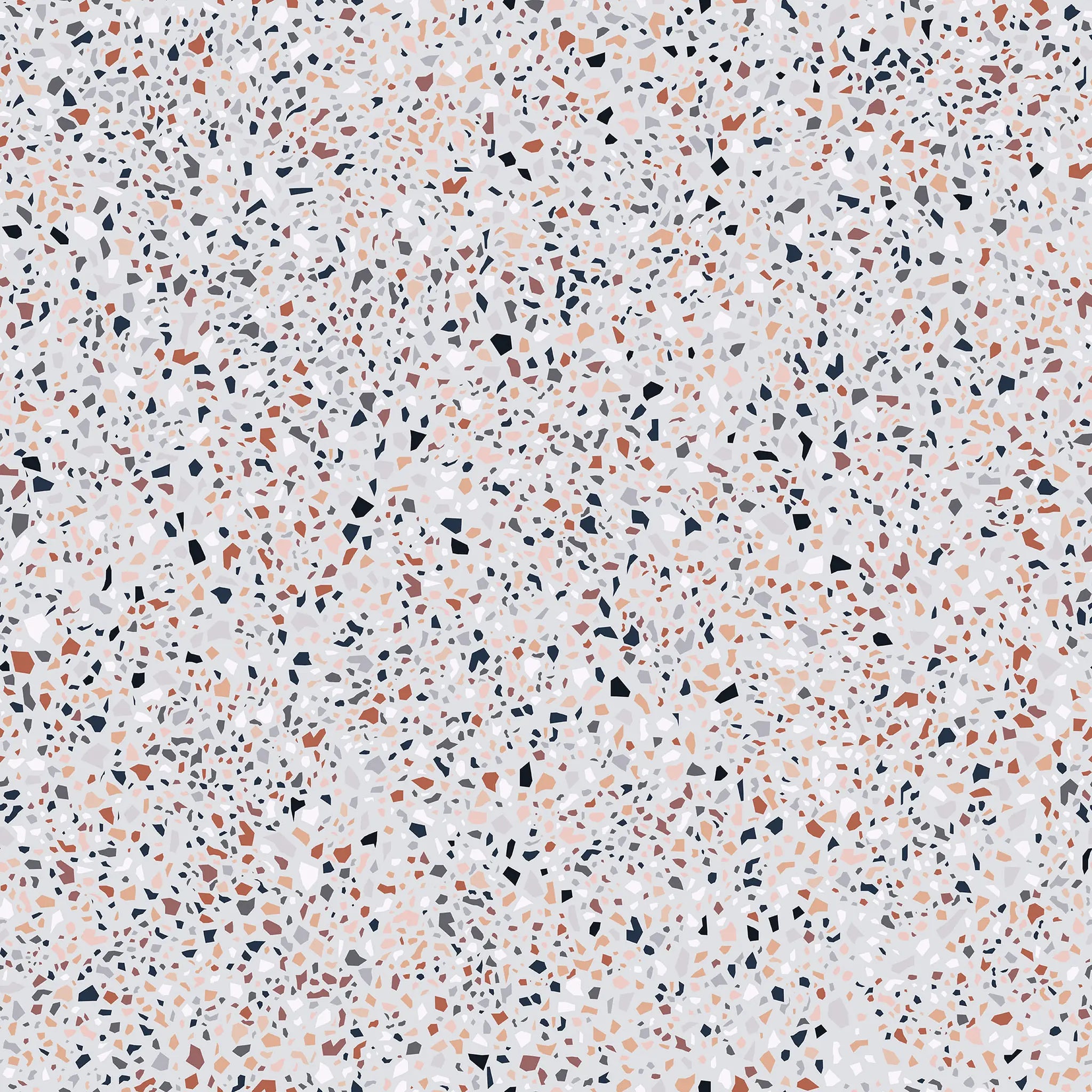 Terrazzo pattern with multicolored chips on a light gray background