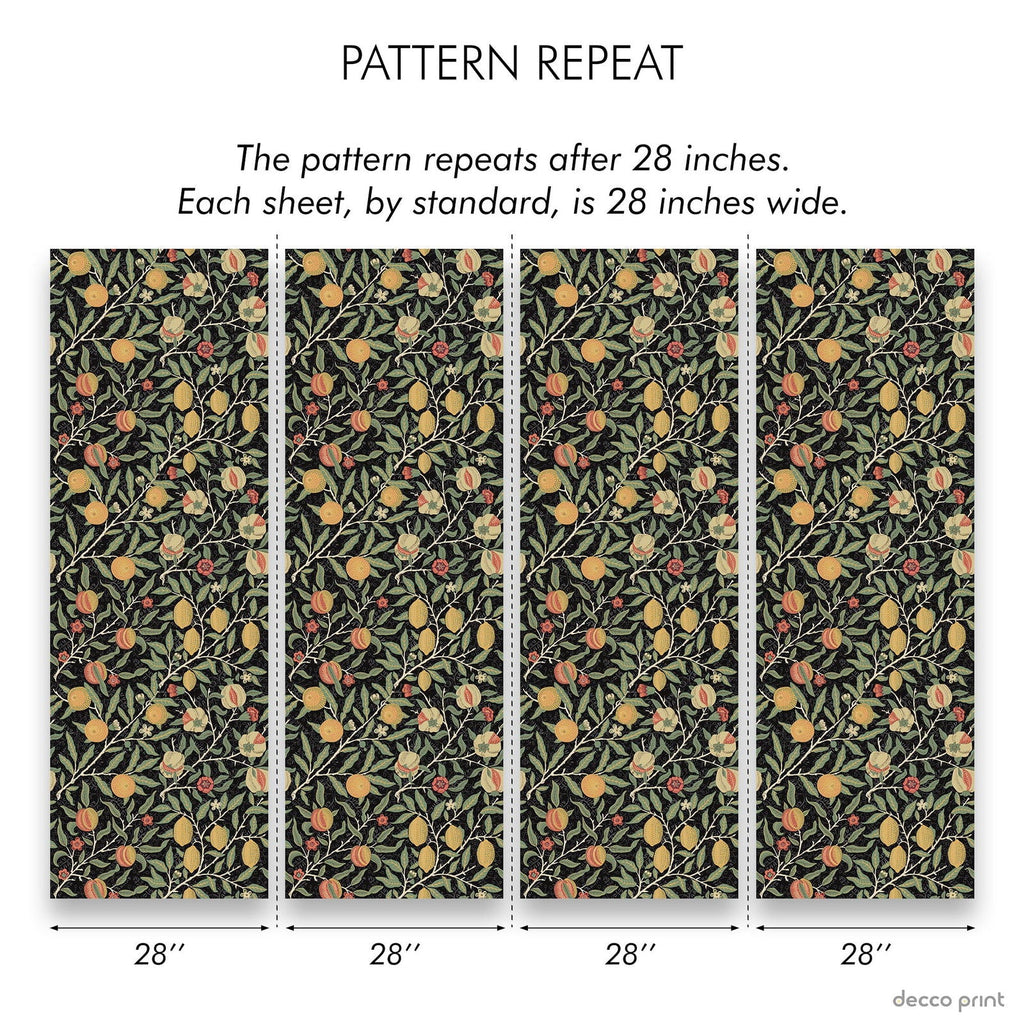 Citrus Groove  X William Morris Wallpaper - Black | DeccoPrint