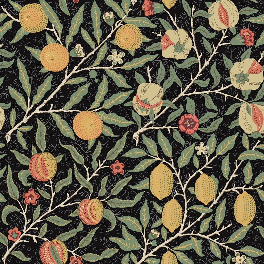 Citrus Groove  X William Morris Wallpaper - Black | DeccoPrint