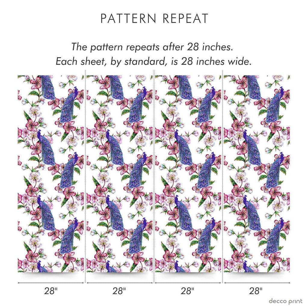 Classic Peacocks Peel and Stick Wallpaper, Removable Wallpaper, Traditional Wallpaper | DeccoPrint