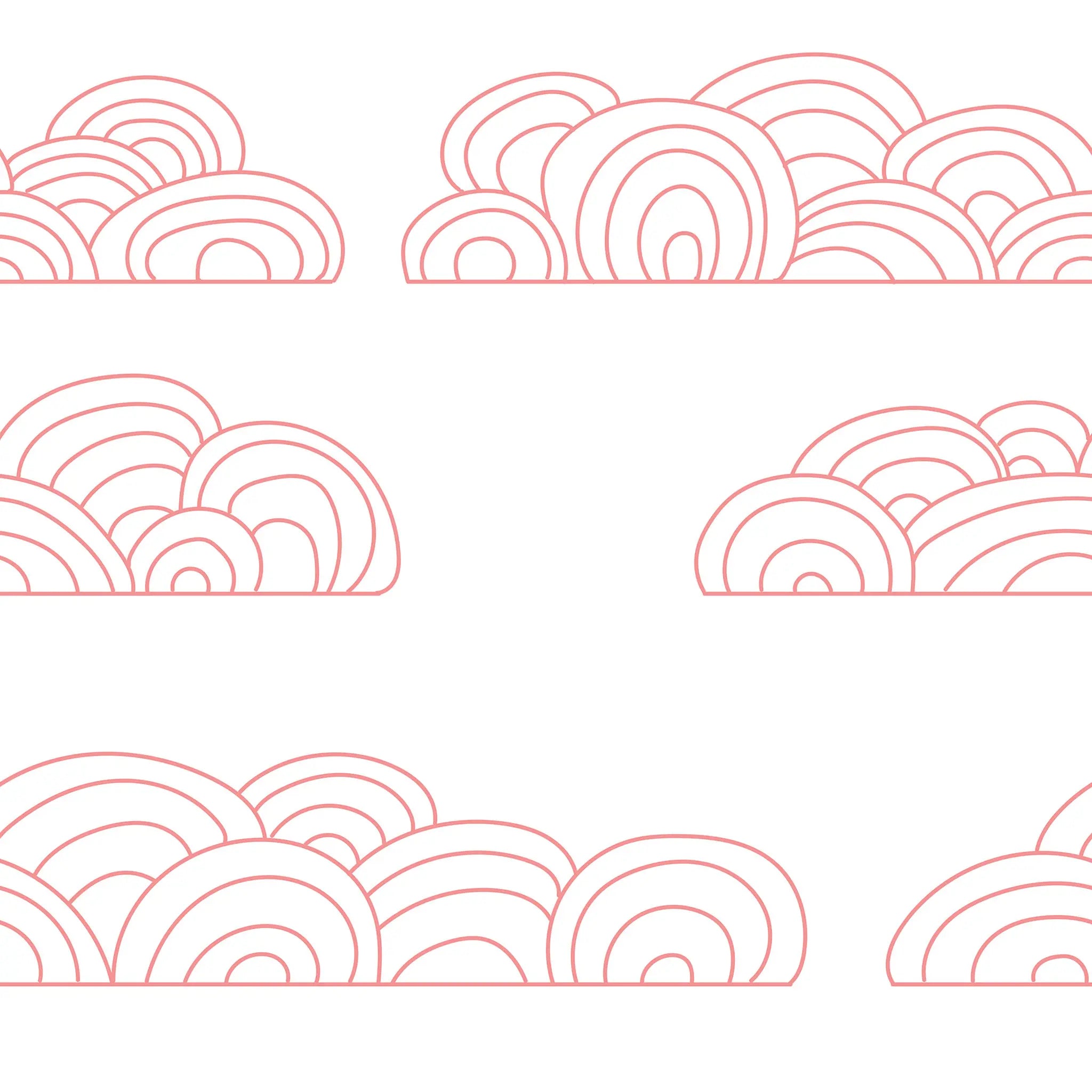 Pink circular cloud pattern on a white background