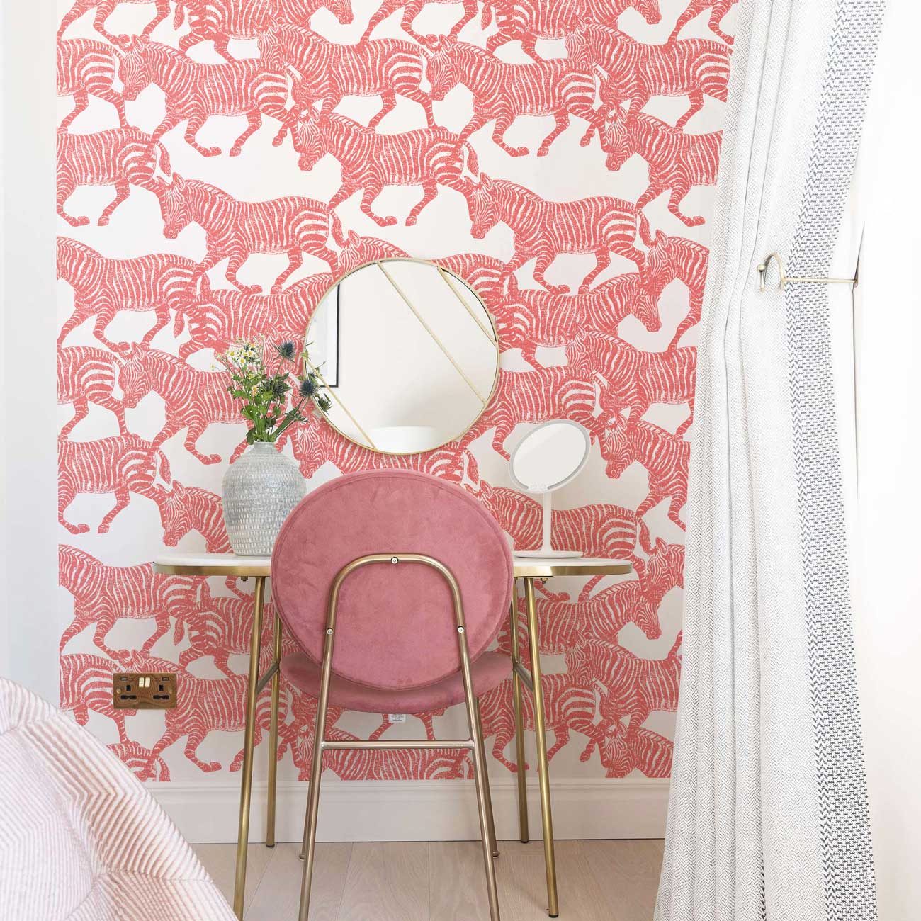 Coral Zebras Peel and Stick Wallpaper, Removable Wallpaper, Traditional Wallpaper | DeccoPrint