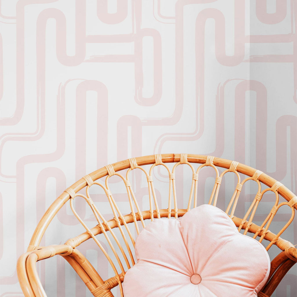 Curved Lines Wallpaper - Blush - DeccoPrint