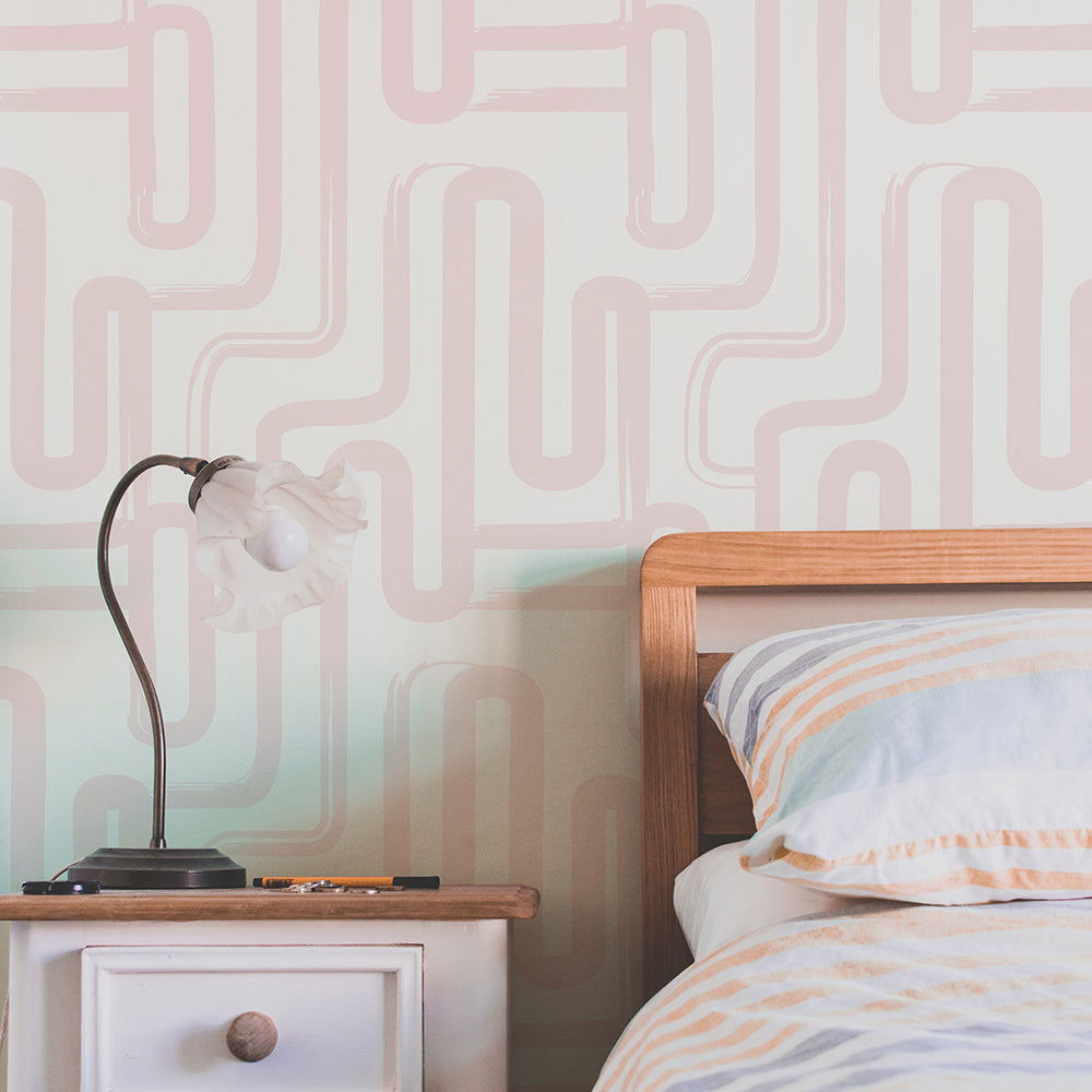 Curved Lines Wallpaper - Blush - DeccoPrint