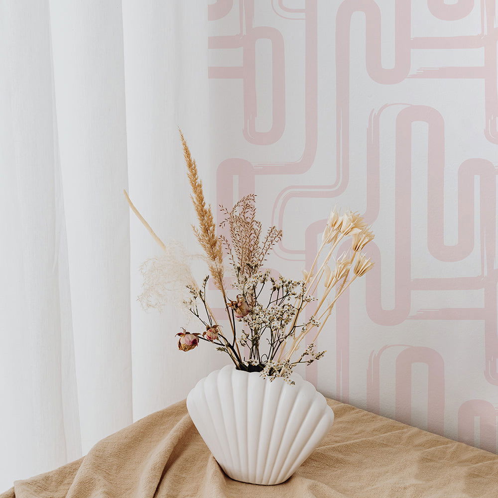 Curved Lines Wallpaper - Blush - DeccoPrint