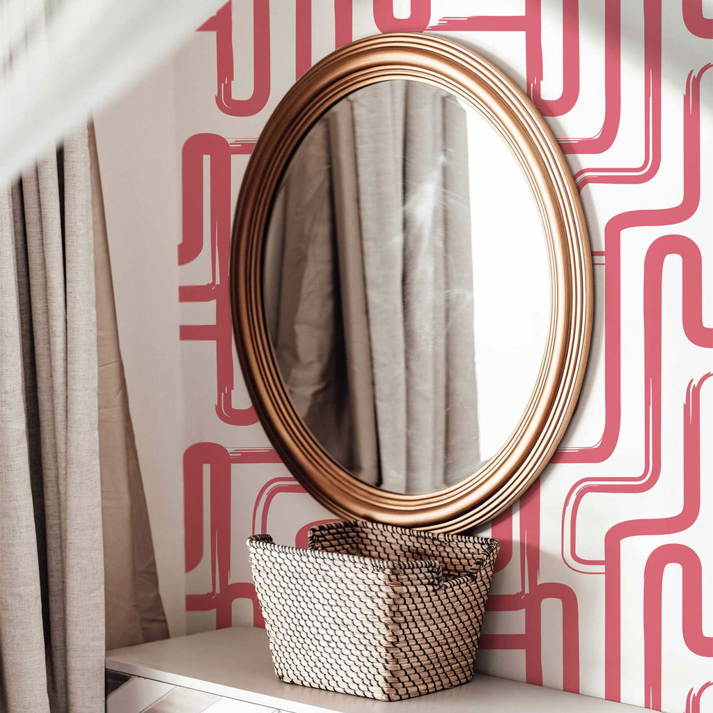 Curved Lines Wallpaper - Pink - DeccoPrint