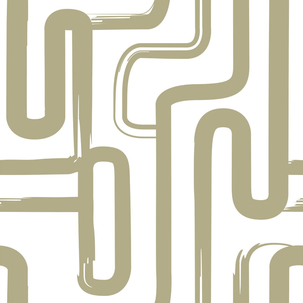 Curved Lines Peel and Stick Wallpaper, Removable Wallpaper, Traditional Wallpaper - Sage | DeccoPrint
