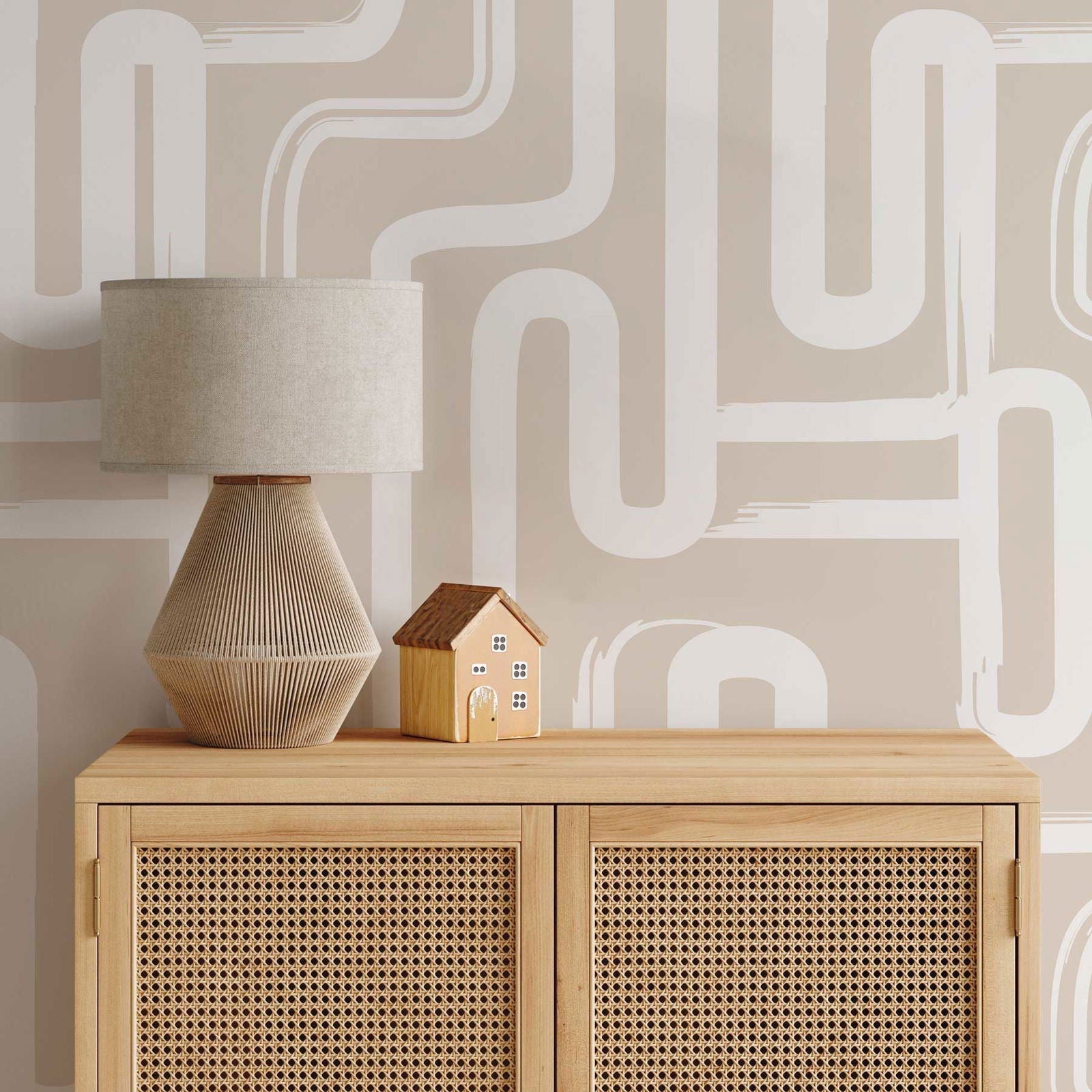 Curved Lines Peel and Stick Wallpaper, Removable Wallpaper, Traditional Wallpaper - White | DeccoPrint