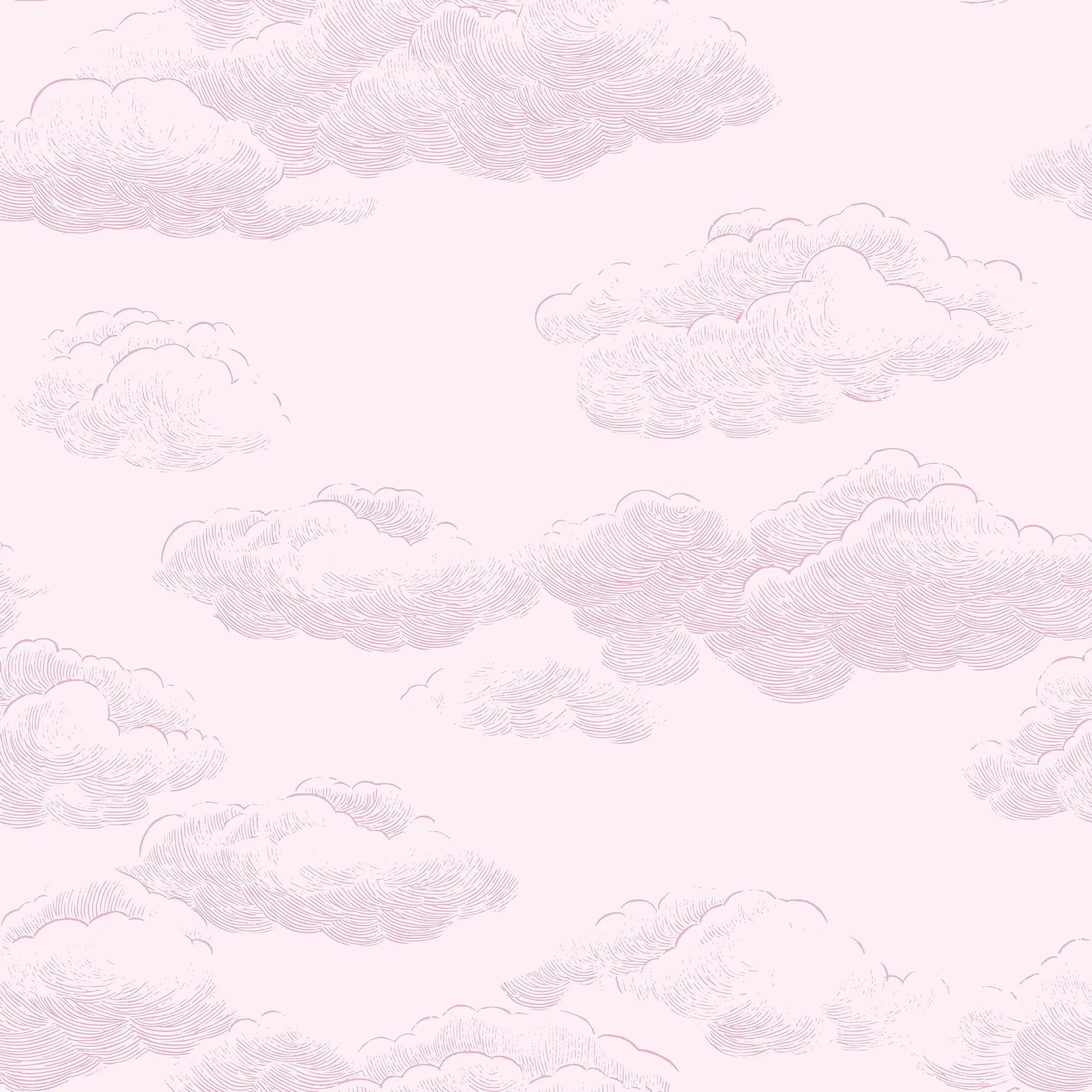 Pattern of stylized clouds in soft pink on a light pink background