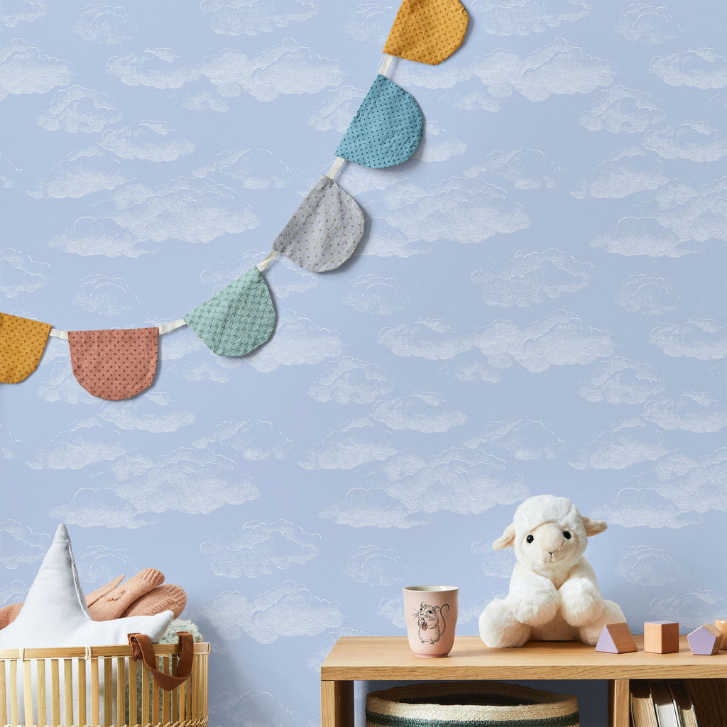 Cute Clouds Wallpaper - Blue | DeccoPrint