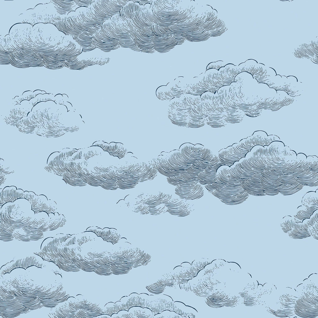 Cute Clouds Wallpaper - Dark Blue | DeccoPrint