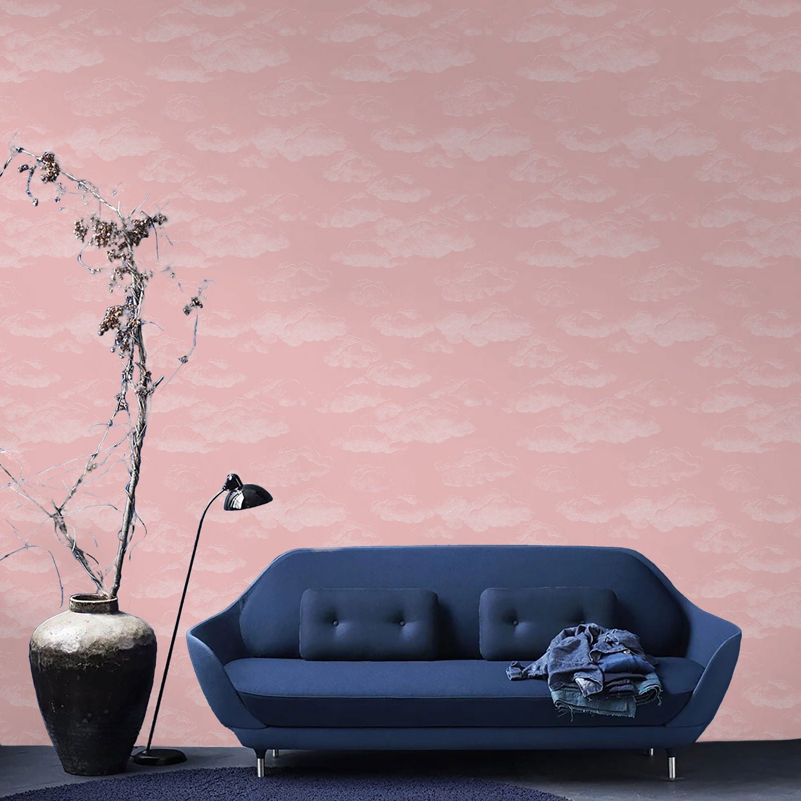 Cute Clouds Peel and Stick Wallpaper, Removable Wallpaper, Traditional Wallpaper - Pink | DeccoPrint