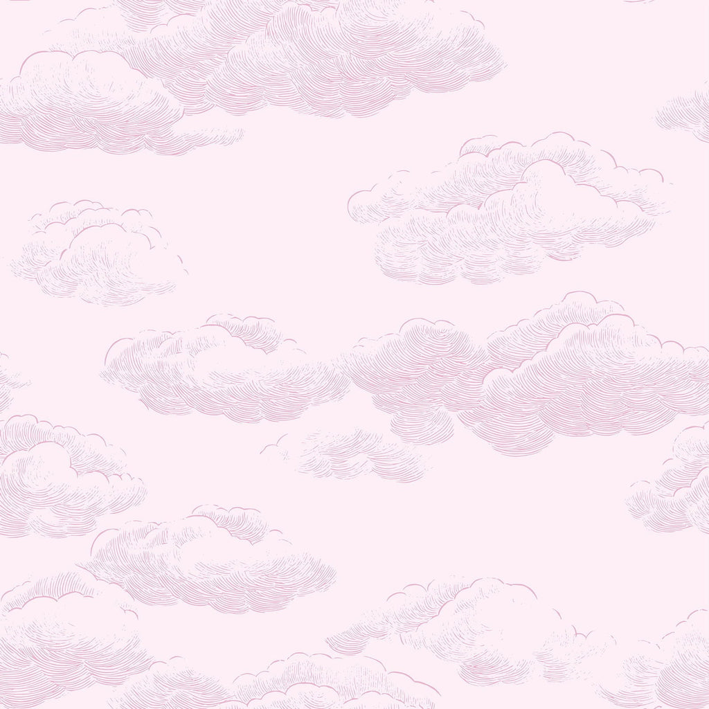 Cute Clouds Peel and Stick Wallpaper, Removable Wallpaper, Traditional Wallpaper - Soft Pink | DeccoPrint