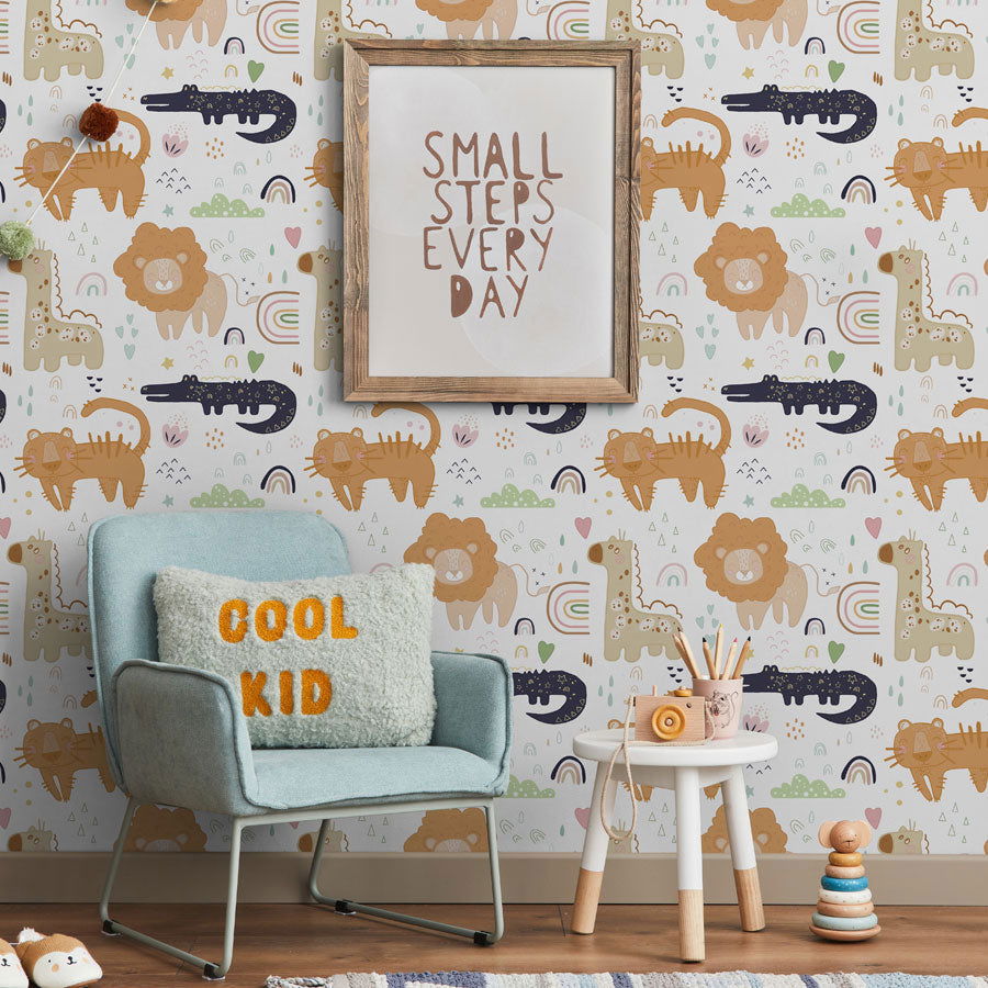 Cute Zoo Wallpaper | DeccoPrint