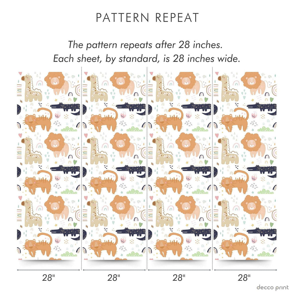 Cute Zoo Peel and Stick Wallpaper, Removable Wallpaper, Traditional Wallpaper | DeccoPrint