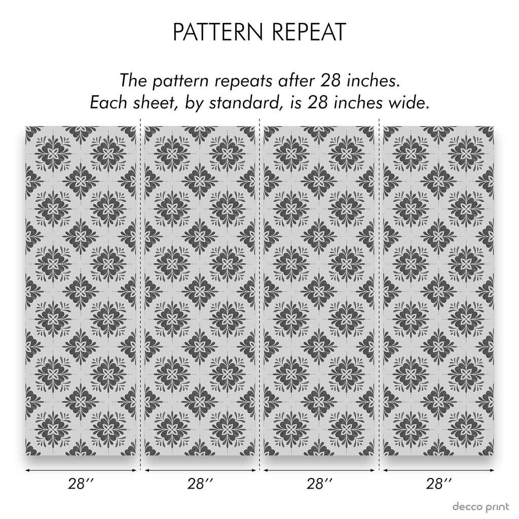 Aria Mandala Peel and Stick Wallpaper, Removable Wallpaper, Traditional Wallpaper - Gray | DeccoPrint