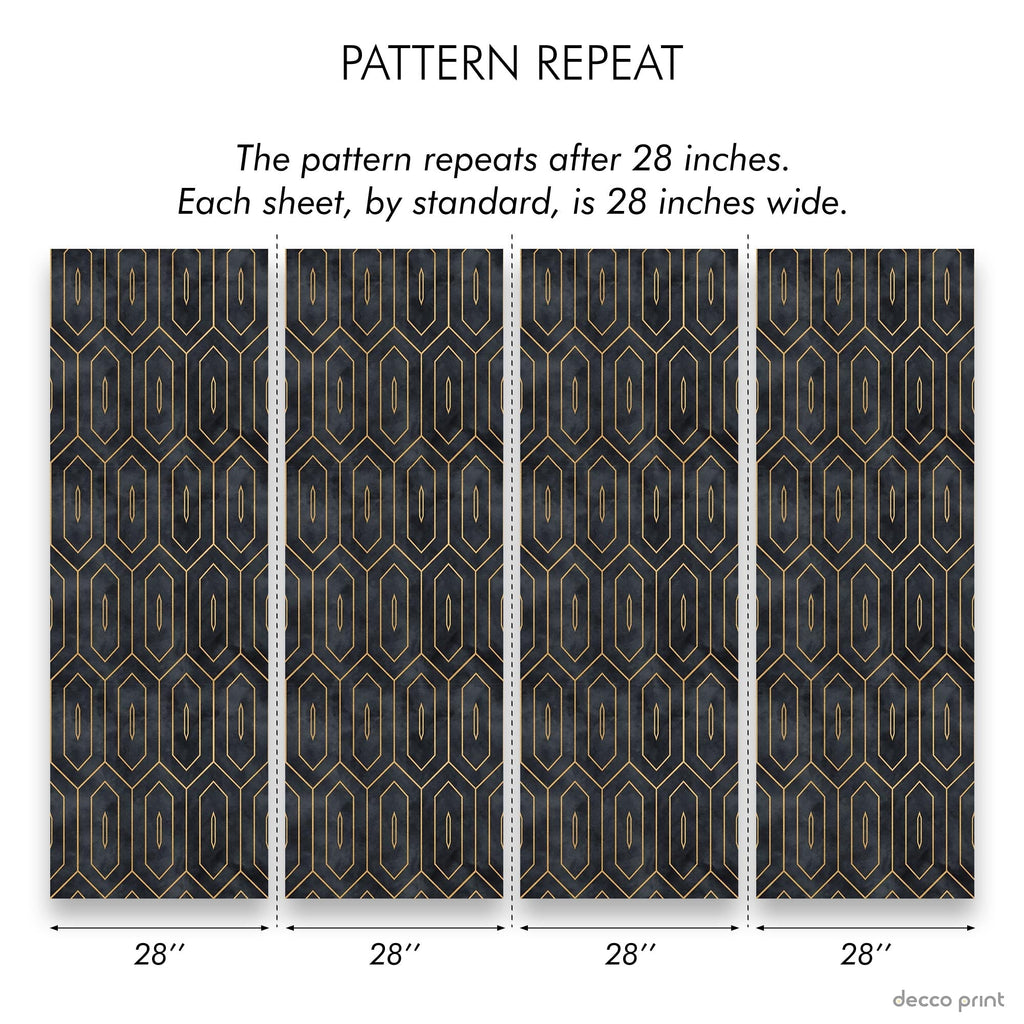Midnight Deco Peel and Stick Wallpaper, Removable Wallpaper, Traditional Wallpaper | DeccoPrint