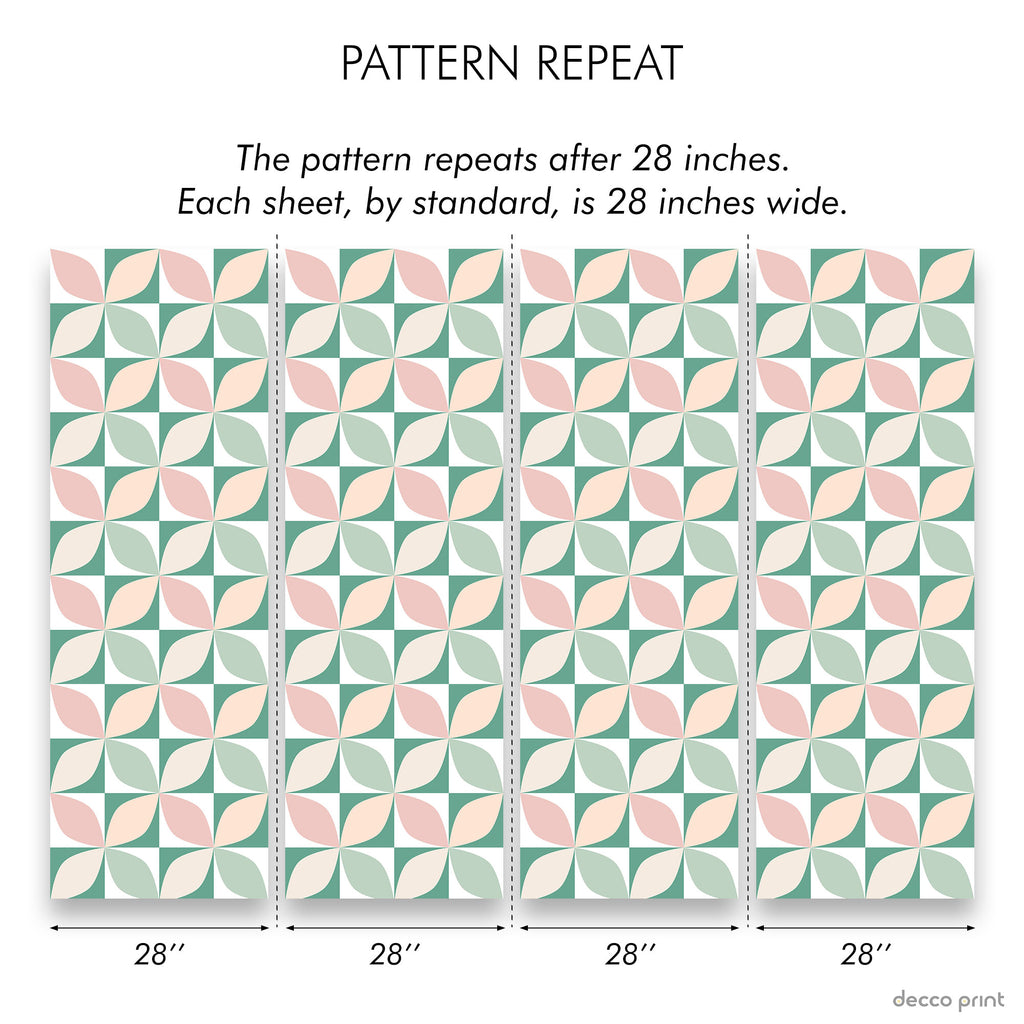Geometric Bauhaus Peel and Stick Wallpaper, Removable Wallpaper, Traditional Wallpaper - Green | DeccoPrint