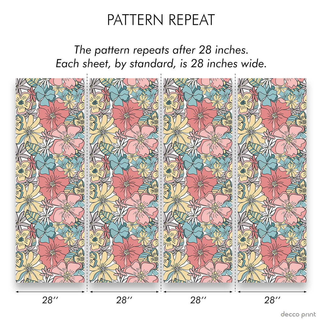 Summer Flowers Peel and Stick Wallpaper, Removable Wallpaper, Traditional Wallpaper | DeccoPrint