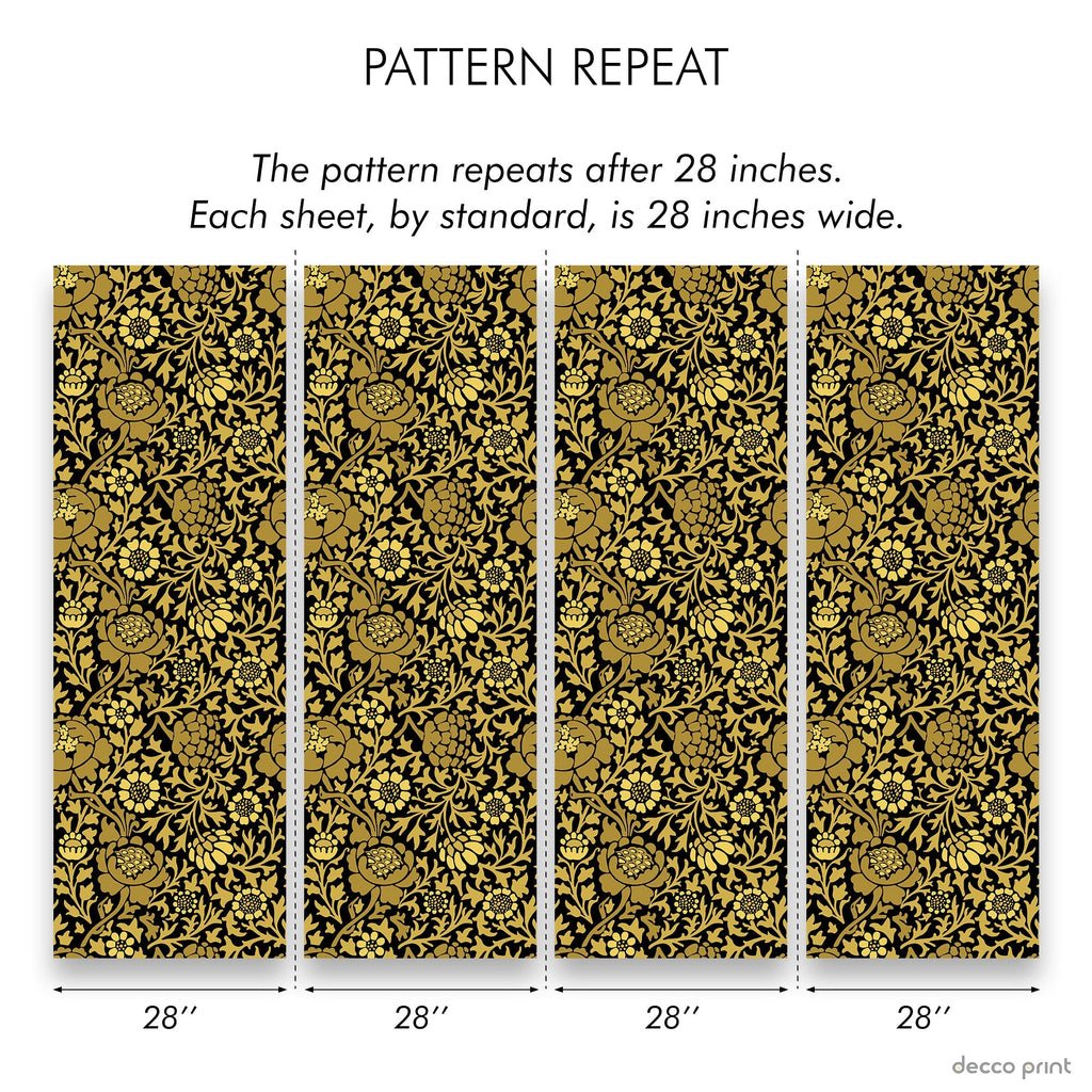 William Morris X Grafton (1883) Peel and Stick Wallpaper, Removable Wallpaper, Traditional Wallpaper - Gold | DeccoPrint